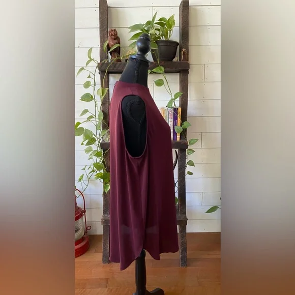 LOfT: Maroon Sleeveless Blouse with Zipper down the Back - Picture 11 of 16
